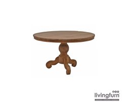 D - Livingfurn - Eetkamertafel DK Rond - Teak Hout - Klassieke Poot - 160 cm