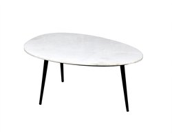 D - Livingfurn - Salontafel Organic Marble - Wit Zwart - 50x70x35 - Marmer