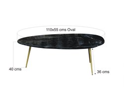 D - Livingfurn - Salontafel Organic Zwart Goud - 55x110x40 - Marmer