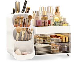 D' Lor Make-up Organizer – Luxe Cosmetica Opberger met Lades & Compartimenten – Voor Badkamer en Make- up Tafel - Voor Make-up, Skincare, Parfum en Penselen – Wit