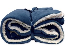 D- Unique Living | Lars coral fleece/suede plaid 150x200cm dark blue