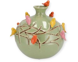 Daan Kromhout - Bird Vase - Vogelvaas - Vaas - Tube - Rond - Pistache - 23 x 23 cm - Keramiek