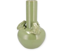 Daan kromhout - Vaas - Bloemenvaas - Frog - Kikkers - Keramiek - Pistache Groen - Groot - 20x28cm