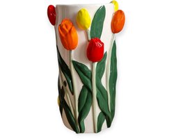 Daan Kromhout - Vaas - Bloemenvaas - Tulpen - Dutch - 14x23 - Cilinder - Keramiek