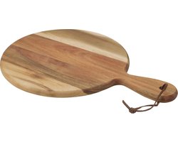 Dagelijkse Kost Snijplank - Ronde serveerplank - Acaciahout - Met koord - 35x24.5x1.5cm