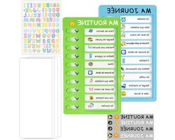 Dagelijkse Routine Tafel voor Kinderen, Taken Plannen, 2 Tafels 20 x 12 cm met 10 Kaarten, Checklist en DIY Taakbeheer voor Kinderen