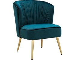 Dahlia|Lounge stoel in fluweel petrolkleurig