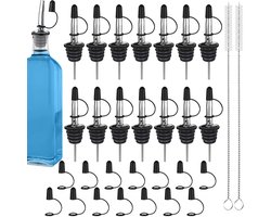 Daily Treasures Liquor Bottle Pourers, 14pcs Stainless Steel Spirits Spirits with Caps and 14pcs Rubber Dust Caps with - ShopVlot