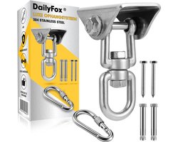 DailyFox® Luxe Ophangsysteem - 180° Schommelen, 360° Roteerbaar - Plafondhaak - Ophanghaak - Hangstoel buiten - Hangstoel binnen – Schommelstoel - Schommel - Bokszakken - RVS -