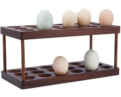 Dailygoods - 36 Gaten Houten Ei Container Rack - Stapelbaar en Opvouwbaar - Bruin - Eierhouder voor Keuken en Kantoor - Eieropslag voor Huishoudelijk...