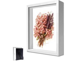 Dailygoods - 3D-fotolijst, fotolijst om te vullen, 20 x 25 cm, diepe lijst voor muur en desktop, 3D-objectlijst dieper 3 cm, voor objecten, bloemen, kunstwerken, huwelijksgeschenken of souvenirs, wit