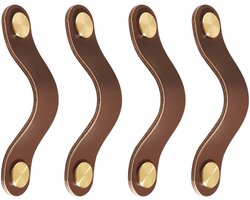 Dailygoods - 4 stuks lederen handgrepen voor meubels, lederen kastgrepen, kledingkastgrepen voor kledingkast, kast, meubels