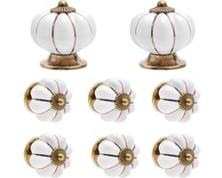 Dailygoods - 8 Stuks Keramische Pompoen Meubelknoppen - Retro Ladeknoppen Wit