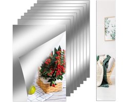 Dailygoods - 8 Stuks Zelfklevende Spiegel, 10x15cm groß Decoratieve Acryl Spiegel, Onbreekbare Flexibele Spiegelfolie, Zelfklevende Geen Glazen, Slanke Frameloze Voor Muur, Thuis, Woonkamer,Slaapkamer