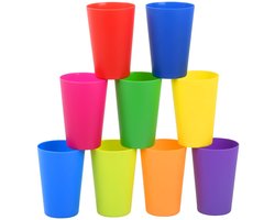 Dailygoods - 9 stuks kleurrijke drinkbekers voor kinderen, herbruikbare kunststof beker, 9 kleuren, 160 ml, picknickbekers, waterglazen van hard kunststof, voor keuken, feesten, kamperen, barbecues, reizen