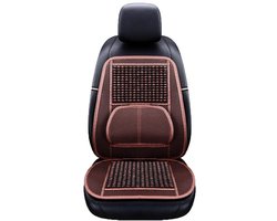Dailygoods- Autostoelhoes Massage - Orthopedisch Kussen - Ademend Kussen - Houten Kralen - Lendensteun - Comfortabel en Koel - Zitkussen