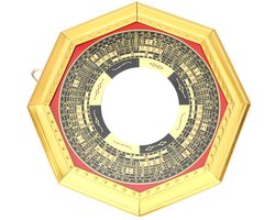 Dailygoods- Bagua Spiegel Hout - Convex/Concaaf - Feng Shui Amulet - Bescherming tegen Negatieve Energie - 13,5 cm - Traditionele Decoratie