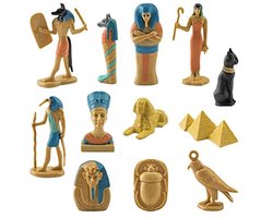 Dailygoods- Beeldjes Set 12 Stuks - Oude Egypte Ornamenten - PVC Miniatuur Standbeelden - Decoratie Woonkamer - Decoratieve Beeldjes - Realistisch Ontwerp