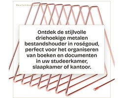 Dailygoods- Bestandenhouder Driehoekig - Bestandsorganisator Metaal - Tijdschriften Houder - Documenten Rek - Roze Goud - Verstelbaar en Opvouwbaar - Boekenkast
