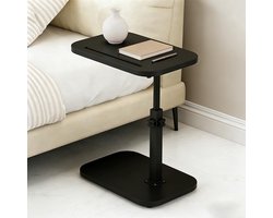 Dailygoods - Bijzettafel C-vorm, in hoogte verstelbare bijzettafel, kleine bank, bijzettafel, met verhoogde rand, 360° draaibare C-vorm, bijzettafels, mobiele kleine bijzettafel voor sofa, bed, koffie (zwart)
