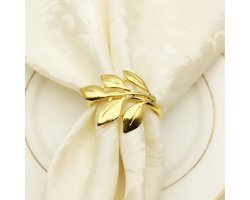 Dailygoods - Blad Servetringen - Tafeldecoratie - Goud - Bruiloft Versiering - Kerstmis en Thanksgiving Feesten - 6 Stuks