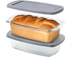 Dailygoods- Broodbakvorm 1,8 L - Glazen Broodpan met Deksel - Magnetron/Oven/Diepvries/Vaatwasser Bestendig - BPA-vrij - Handvatten - Minimaliseer Rommel