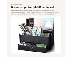 Dailygoods- Bureau Organizer Robuust - Bureau Organizer met Lades - Pennenhouder - Multifunctioneel Opbergsysteem - 5 Vakken - Hoogwaardig PU-Leer