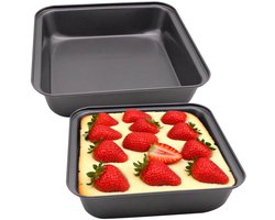 Dailygoods- Cakevorm 22 cm - Set van 2 - Roestvrij staal - Antiaanbaklaag - Hittebestendig - Gemakkelijk schoon te maken - Bakvorm