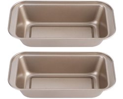 Dailygoods- Cakevorm Antiaanbaklaag - Broodvorm - Rechthoekig - Koolstofstaal - 2 Stuks - Binnenmaat 21,6 x 11 x 5,5 cm