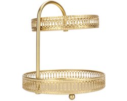 Dailygoods- Cupcake Stand 2 Tier - Gouden Taartplateau - Multifunctionele Serveer Tray - Decoratieve Etagere - Ideaal voor Feesten - Elegante Presentatie - Taartstandaard