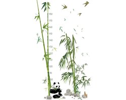 Dailygoods - Dailygoody - Fleece Panda Muursticker - Groeimeter voor Kinderen - Decoratie voor Kinderkamer - Bamboe Fleece - Makkelijk aan te brengen en te ve
