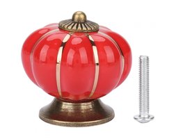 Dailygoods - Dailygoody - Keramische Pompoen Knoppen - Europese Stijl Handgrepen voor Kasten en Lades (8 Kleuren, Rood)