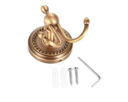Dailygoods - Dailygoody - Messing handdoekhaken - Antieke dubbele kapstok - Wandmontage - Badkamerhanddoekhaak - Elegante uitstraling - Geschikt voor huis en hotel