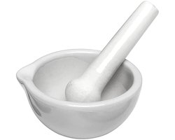 Dailygoods - Dailygoody - Mini Stamper en Vijzel Set - Porselein - Compact Keukengereedschap - Wit - Specerijen Malen - Geschikt voor Thuisgebruik - 8 cm