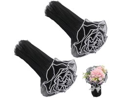 Dailygoods - Dailygoody - Organza bloem inpakken - Decoratief gaas - Zwart - Cadeau verpakking - Bruiloft en feestdagen - 8 meter per zak