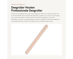 Dailygoods- Deegroller Houten - Professionele Franse Deegroller - 39CM - Duurzaam Keukengerei - Perfect voor Pizza/Cake - Veilig en Niet Giftig - Bakrol
