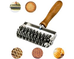 Dailygoods- Deegstripsnijder Roosterroller - Bakgereedschap - Roestvrijstalen Snijmachine - 13,3x20,5 cm - Duurzaam Houten Handvat - Gelijkmatige Resultaten - Bakvorm