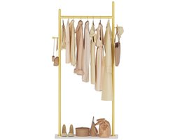 Dailygoods- Deurkapstok met 2 haken - Metalen kapstok - Robuuste stenen plaat - 65 x 30 x 175 cm - Duurzaam en waterdicht - Vrijstaand voor slaapkamer/badkamer - Kledingrek