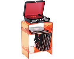 Dailygoods - Dewrhiixe Acryl platenspelertafel met opbergplank, doorzichtige bijzettafel, nachtkastje (oranje, 45 × 30 × 58 cm, acryl)