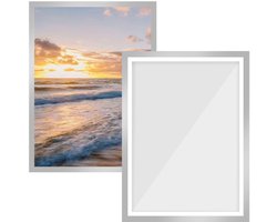 Dailygoods- Diamond Painting Frame - 2 Stuks - 30 x 40 cm - Magnetisch - Zelfklevend - Zilver - PVC Materiaal - Fotolijst