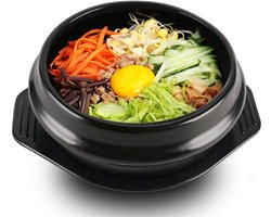 Dailygoods- Dolsot-kom grote aardewerk - Stenen pot - Bibimbap - Kookset - Trivetset - Veilig voor fornuis/oven