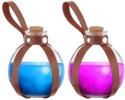 Dailygoods- Drinkfles Kurk - 2 Stuks - Decoratieve Flessen - Bolvormige Flessen - Halloween Accessoires - Gemaakt van Dik Glas - Zadelbruin - Decoratieve Fles