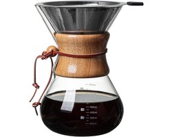 Dailygoods - Dubbellaags Filter - Papierloos Koffiezetten - Roestbestendig - V-uitloop Houten Hoes - Duurzaam Koffiezetapparaat - Geschikt voor Thuis.