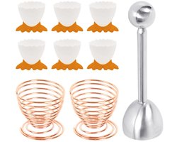 Dailygoods - Eierdopjes - Cartoon Eierdopjes - Geschikt voor Kinderen - Roestvrij Staal - Eierhouders - Eieropener - 6 Stuks