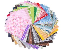 Dailygoods- Fat Quarter 70 Stuks - Katoenen Patches 15x15cm - Veelkleurig - Bloemenpatronen - Quilten/Crafting - Hoogwaardig Katoen - Quiltstof
