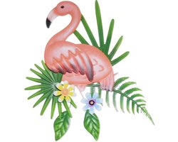 Dailygoods- Flamingo Ornament - Wanddecoratie Metaal - Decoratie Slaapkamer - Wanddecoratie Woonkamer - Flamingo Hanger - Afmetingen 29,5 x 29,0 cm