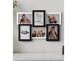 Dailygoods- Fotolijst Collage 6-delig - Fotolijst 10x15 - Zwart/Wit - Multifunctioneel - Modern Ontwerp - Duurzaam Materiaal - Collagelijst