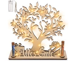 Dailygoods- Geldboom Hout met LED-Lichtsnoer - Gepersonaliseerd Geldcadeau - Geldboompje Cadeau - Geldgeschenkverpakking - Decoratie voor Bruiloft/Verjaardag - Symboliseert Geluk