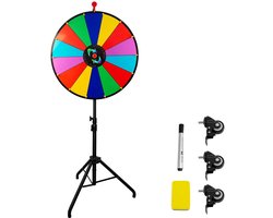 Dailygoods- Gelukswiel 24 inch - Opvouwbare Driepoot - 14 Vakken - Uitwisbaar - Metalen Standaard - Accessoireset inbegrepen - Prijswiel