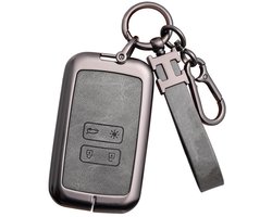 Dailygoods - Grijze autosleutelhoes voor Renault Clio Megane Koleos Kadjar Kangoo Twingo Talisman Captur Espace Dacia Duster 4 knoppen sleutelhoes zinklegering voor autosleutel bescherming
